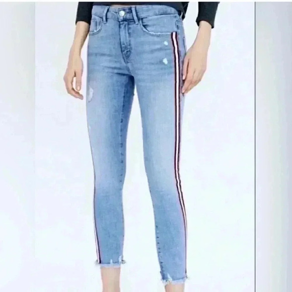 Zara Jeans Basic Z1975 Denim Skinny Stripe Distressed - Picture 1 of 6
